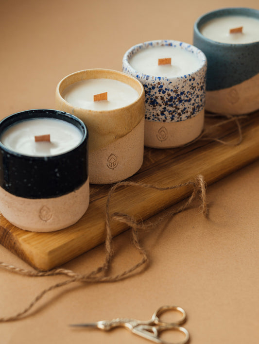 Wooden Base Pillar Candle